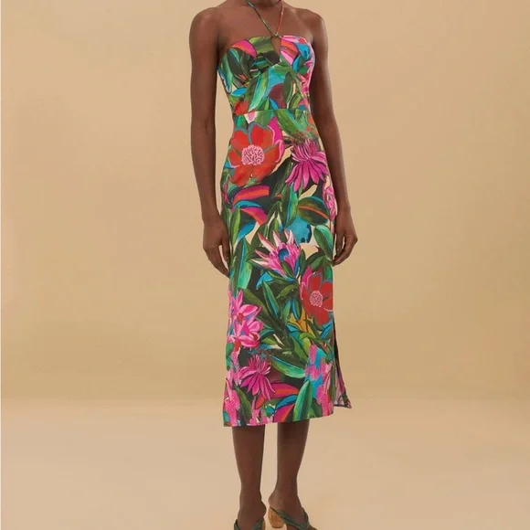 FARM Rio Strapless Dress with Bold Floral Print size small worn once - Picture 1 of 4